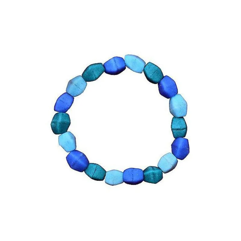 Ocean Blue Glass Pebbles Bracelet Global Mamas