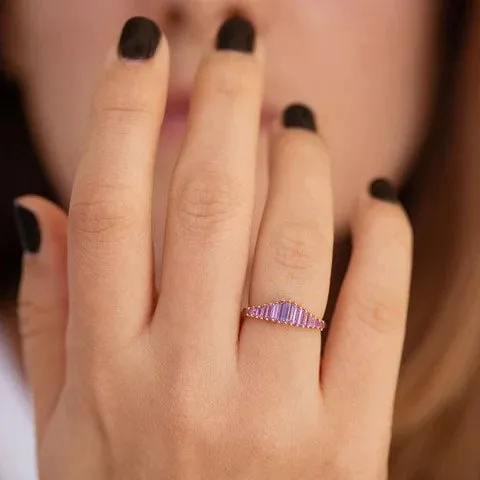 ORDER ONLY: Graduated Baguette Lilac Sapphire Tiara Ring