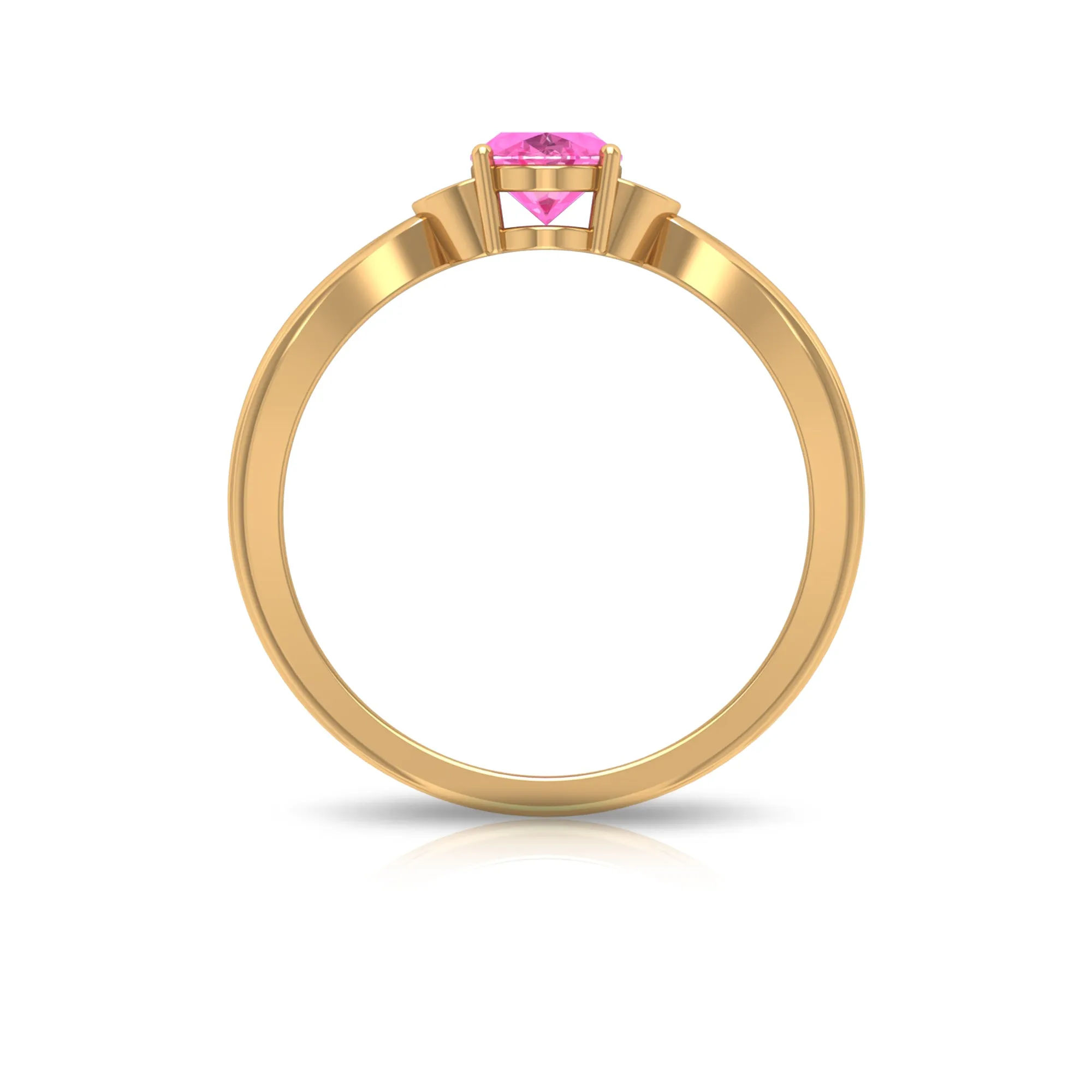 Oval Cut Pink Sapphire Solitaire Ring with Diamond