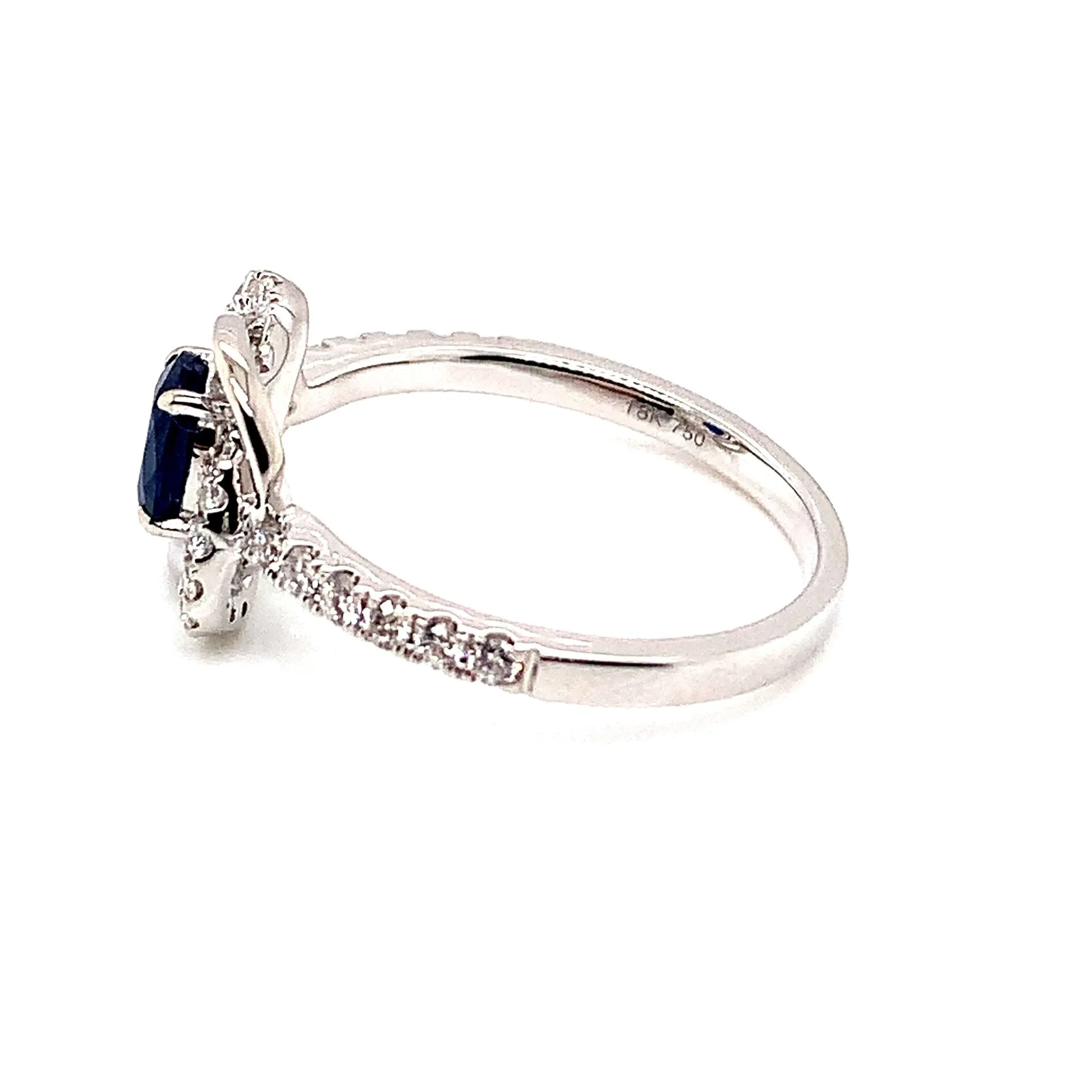 Oval Sapphire Square Diamond Twist Ring