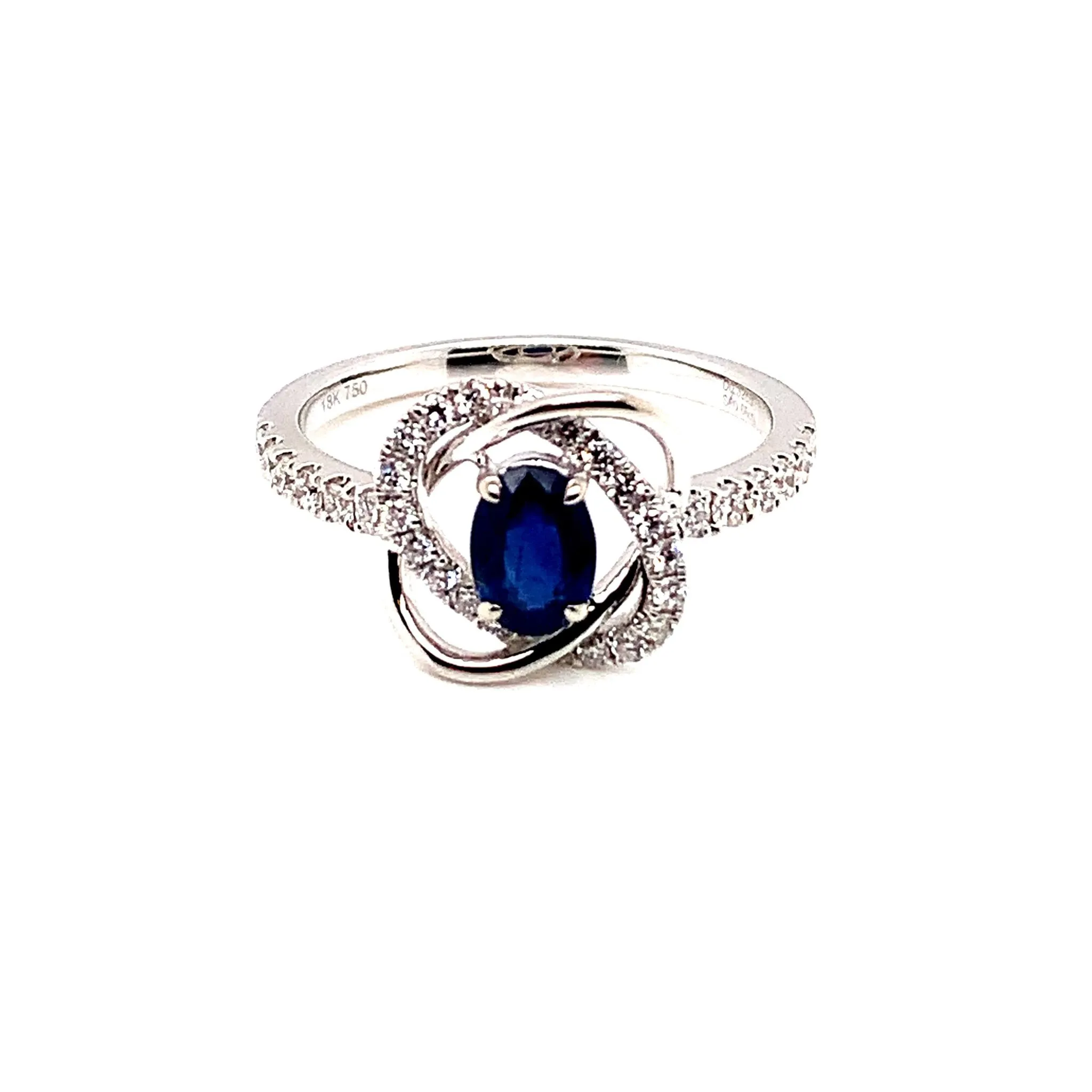 Oval Sapphire Square Diamond Twist Ring