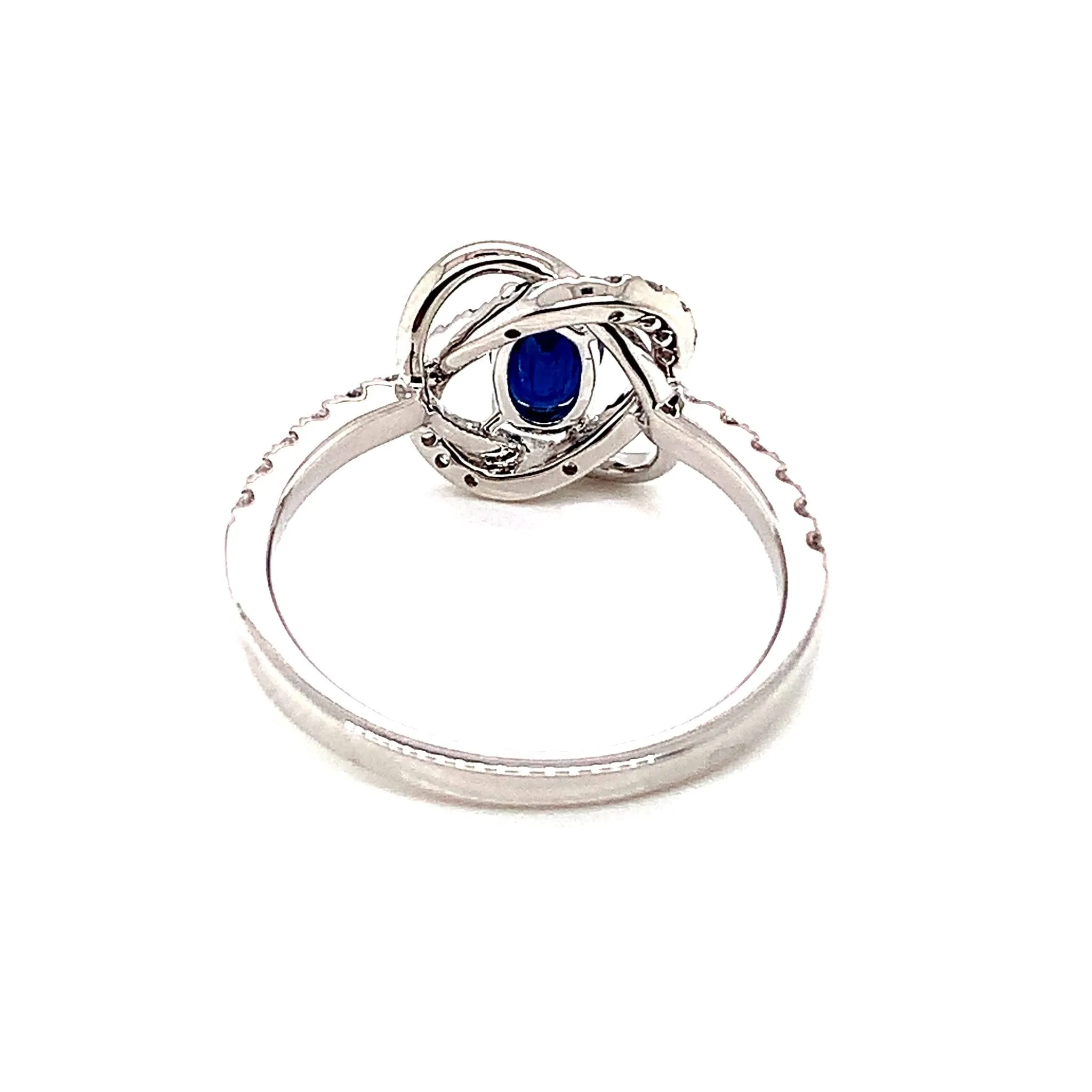 Oval Sapphire Square Diamond Twist Ring