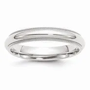 Palladium Milgrain Comfort Fit 4mm Wedding Band Ring