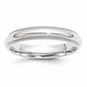 Palladium Milgrain Comfort Fit 4mm Wedding Band Ring