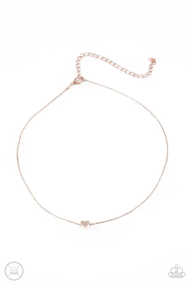 Paparazzi Necklace ~ Humble Heart - Rose Gold