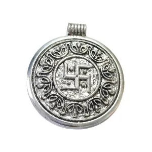 Per Piece Swastik Pendants Large Size, Silver Oxidized, size about 48x62mm