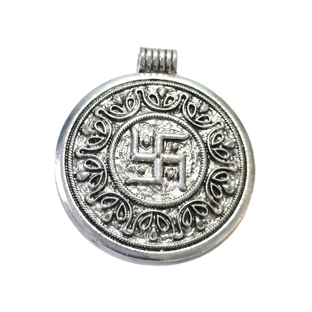 Per Piece Swastik Pendants Large Size, Silver Oxidized, size about 48x62mm