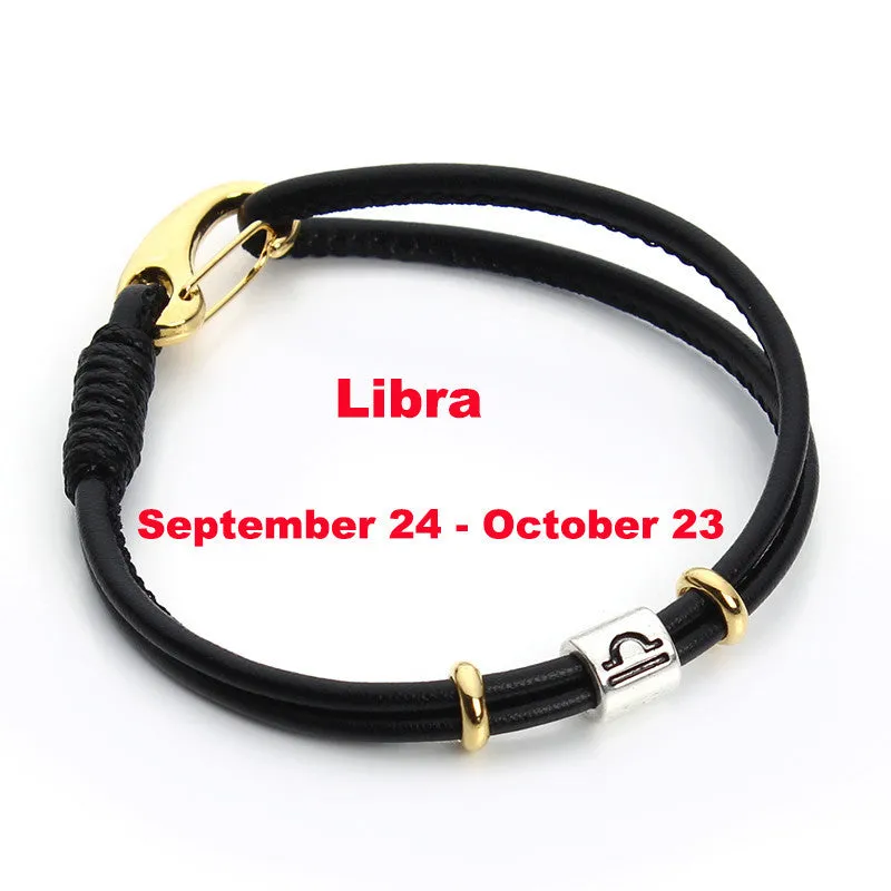 Pick Your Zodiac Charm Leather Bracelet - Low-key Unisex Friendship Bracelet