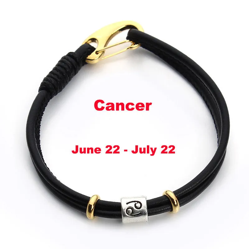 Pick Your Zodiac Charm Leather Bracelet - Low-key Unisex Friendship Bracelet