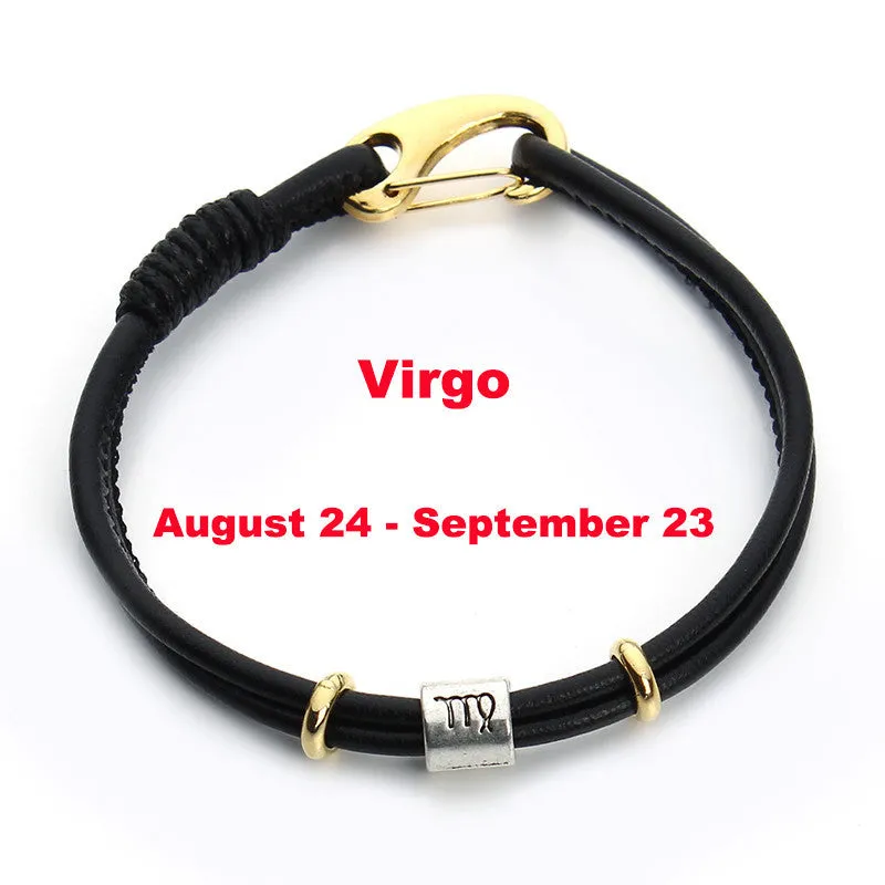 Pick Your Zodiac Charm Leather Bracelet - Low-key Unisex Friendship Bracelet