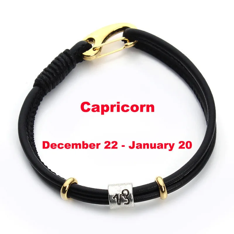 Pick Your Zodiac Charm Leather Bracelet - Low-key Unisex Friendship Bracelet