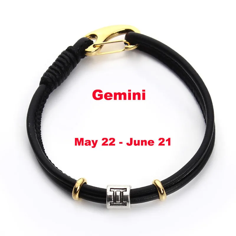 Pick Your Zodiac Charm Leather Bracelet - Low-key Unisex Friendship Bracelet