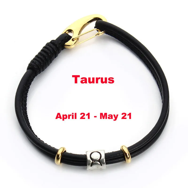 Pick Your Zodiac Charm Leather Bracelet - Low-key Unisex Friendship Bracelet