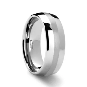 PONTUS | Tungsten Ring Platinum Inlaid Domed