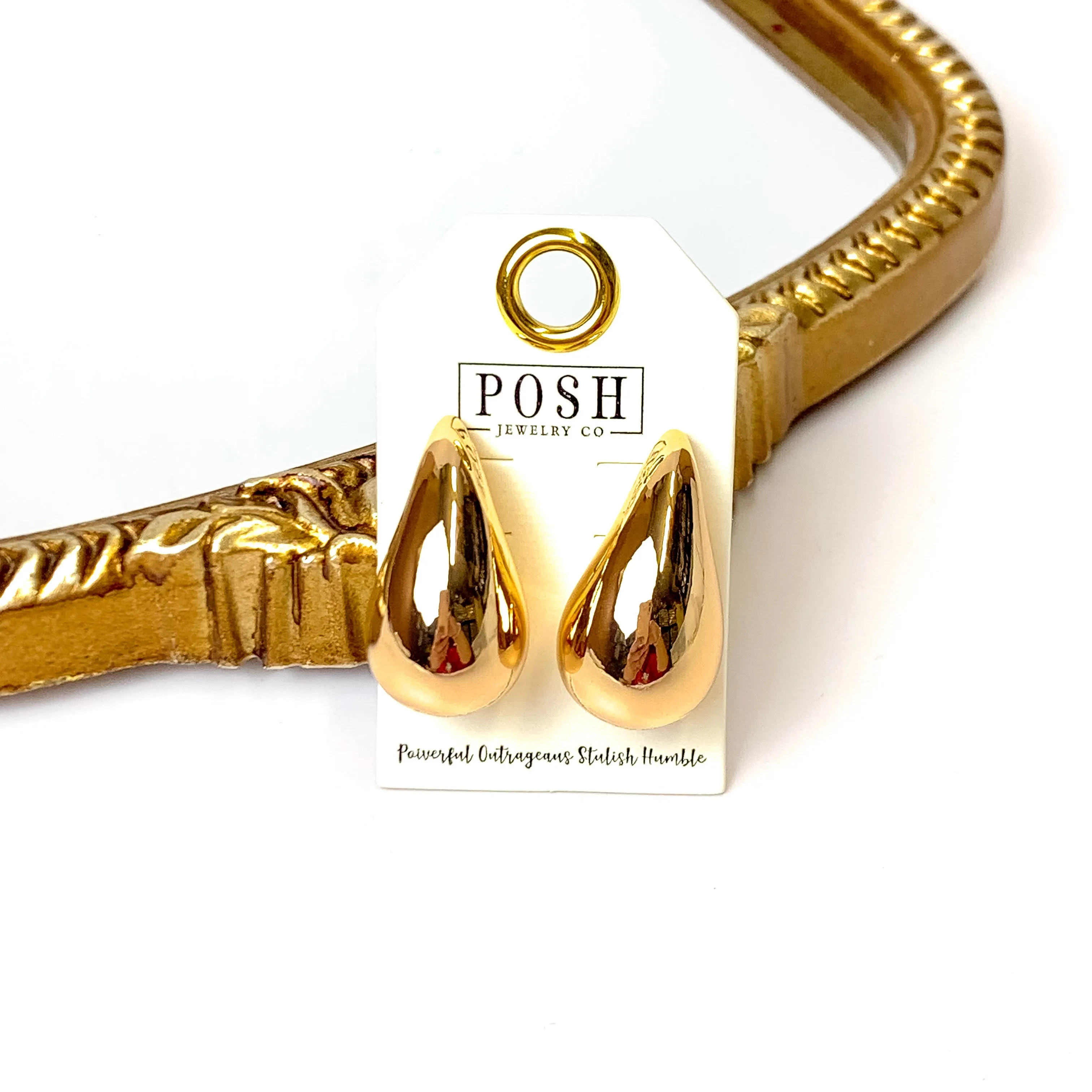 Posh by Pink Panache | Small Raindrop Post Earrings in Gold