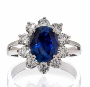 Princess Inspired Sapphire Cubic Zirconia Engagement Ring In Sterling Silver