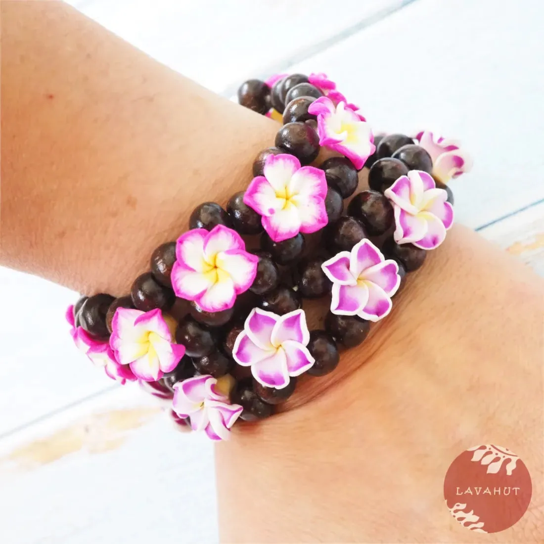 Purple Plumeria Goddess Stretch Bracelet