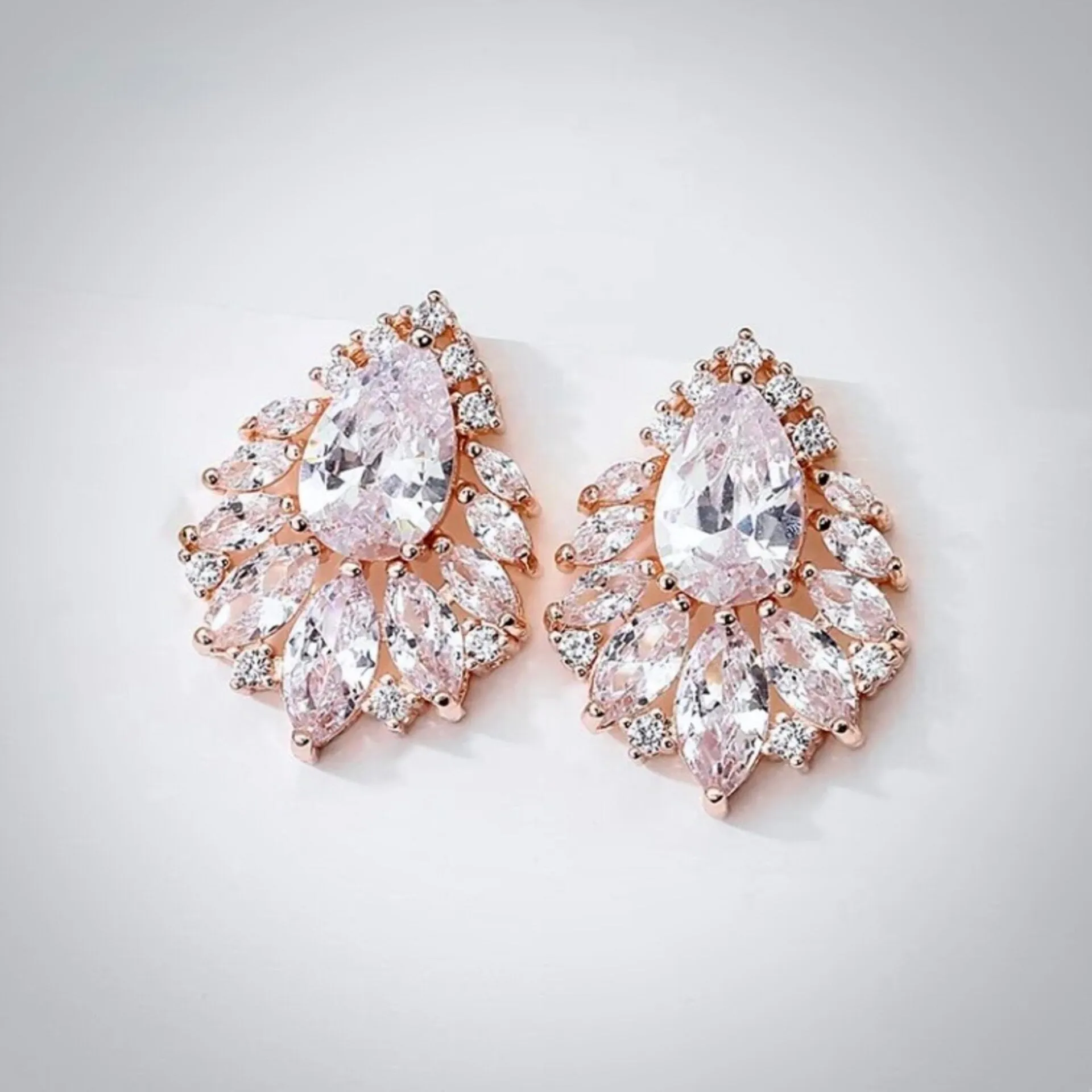 "Maiky" - Cubic Zirconia Bridal Earrings - Available in Silver, Rose Gold and Yellow Gold