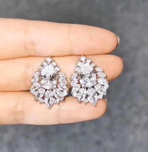 "Maiky" - Cubic Zirconia Bridal Earrings - Available in Silver, Rose Gold and Yellow Gold