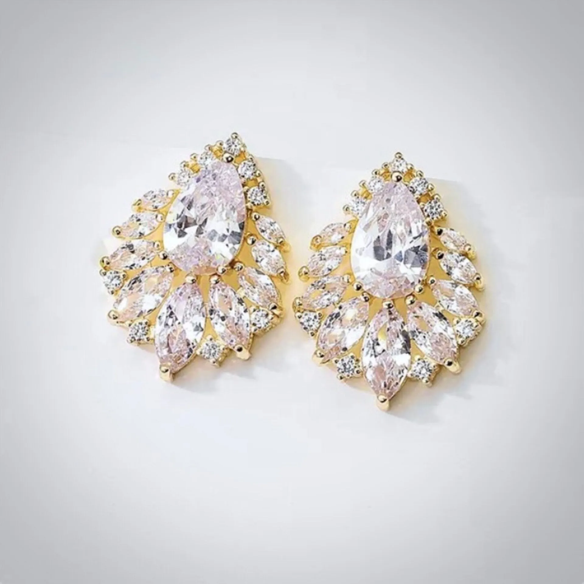 "Maiky" - Cubic Zirconia Bridal Earrings - Available in Silver, Rose Gold and Yellow Gold