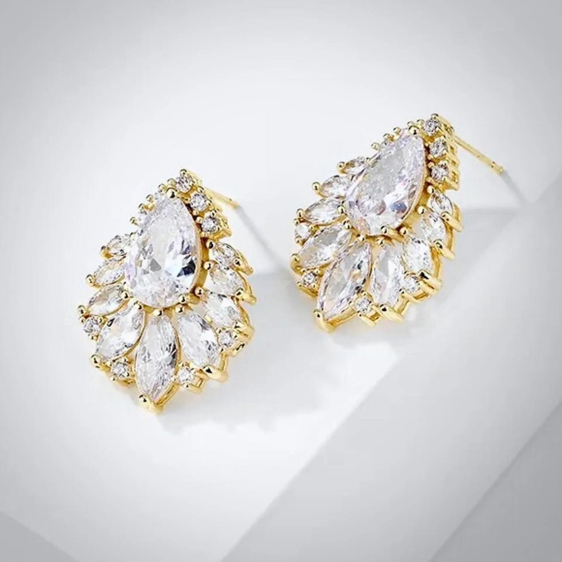 "Maiky" - Cubic Zirconia Bridal Earrings - Available in Silver, Rose Gold and Yellow Gold