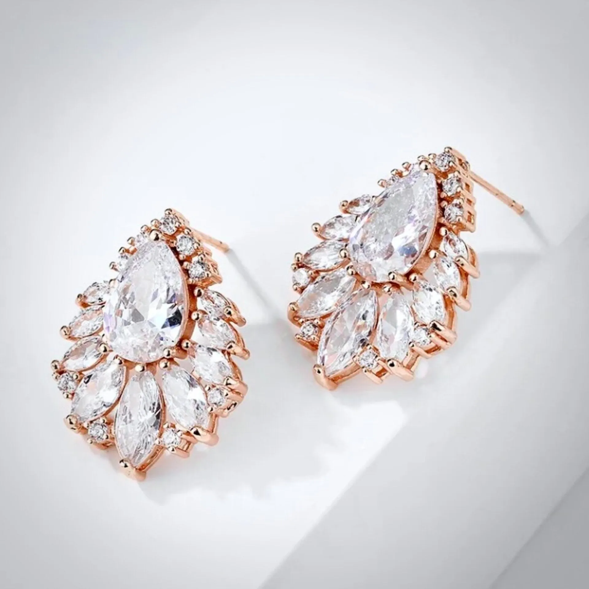 "Maiky" - Cubic Zirconia Bridal Earrings - Available in Silver, Rose Gold and Yellow Gold