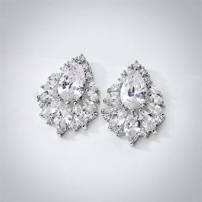 "Maiky" - Cubic Zirconia Bridal Earrings - Available in Silver, Rose Gold and Yellow Gold