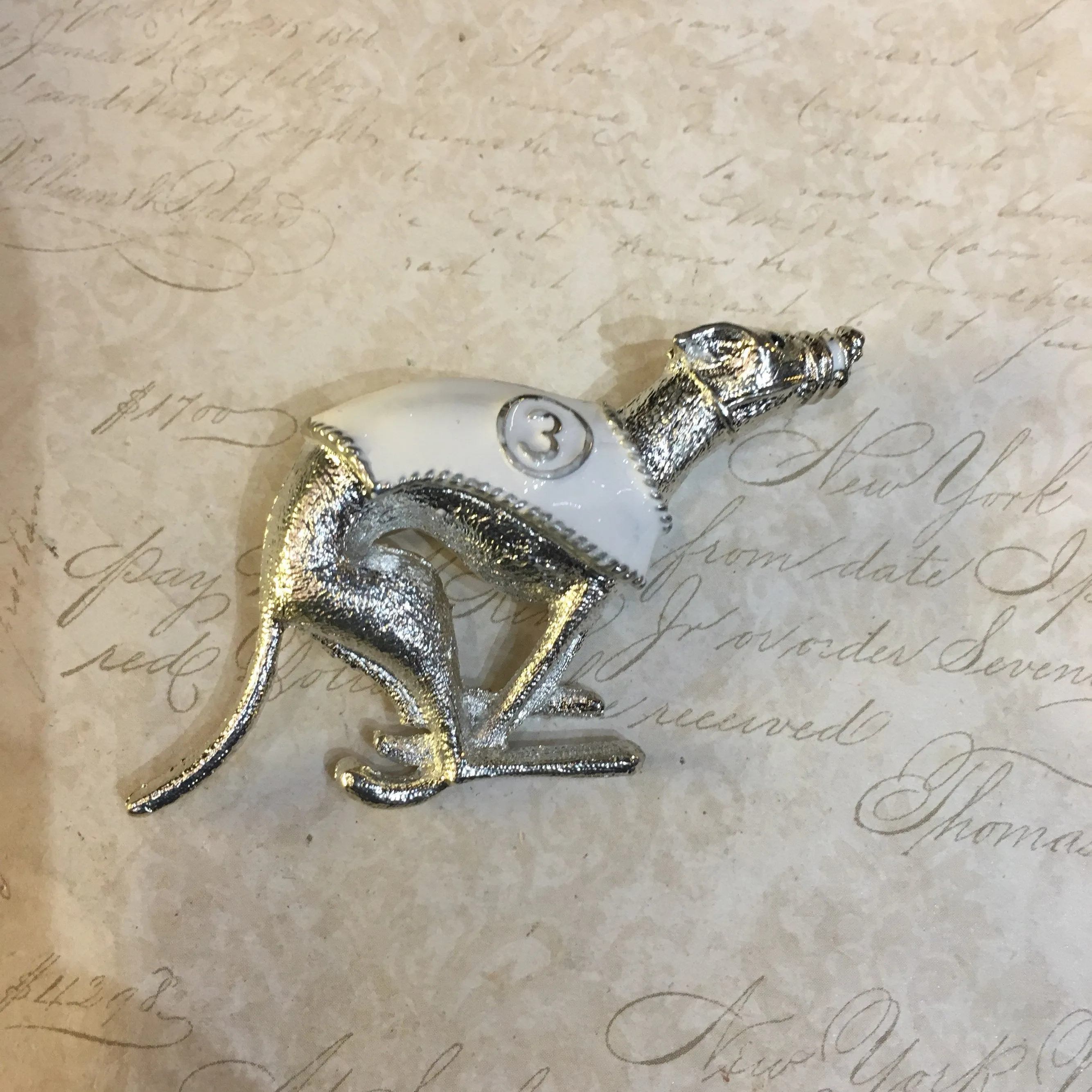 Racing Greyhound brooches Silver metal 1-6