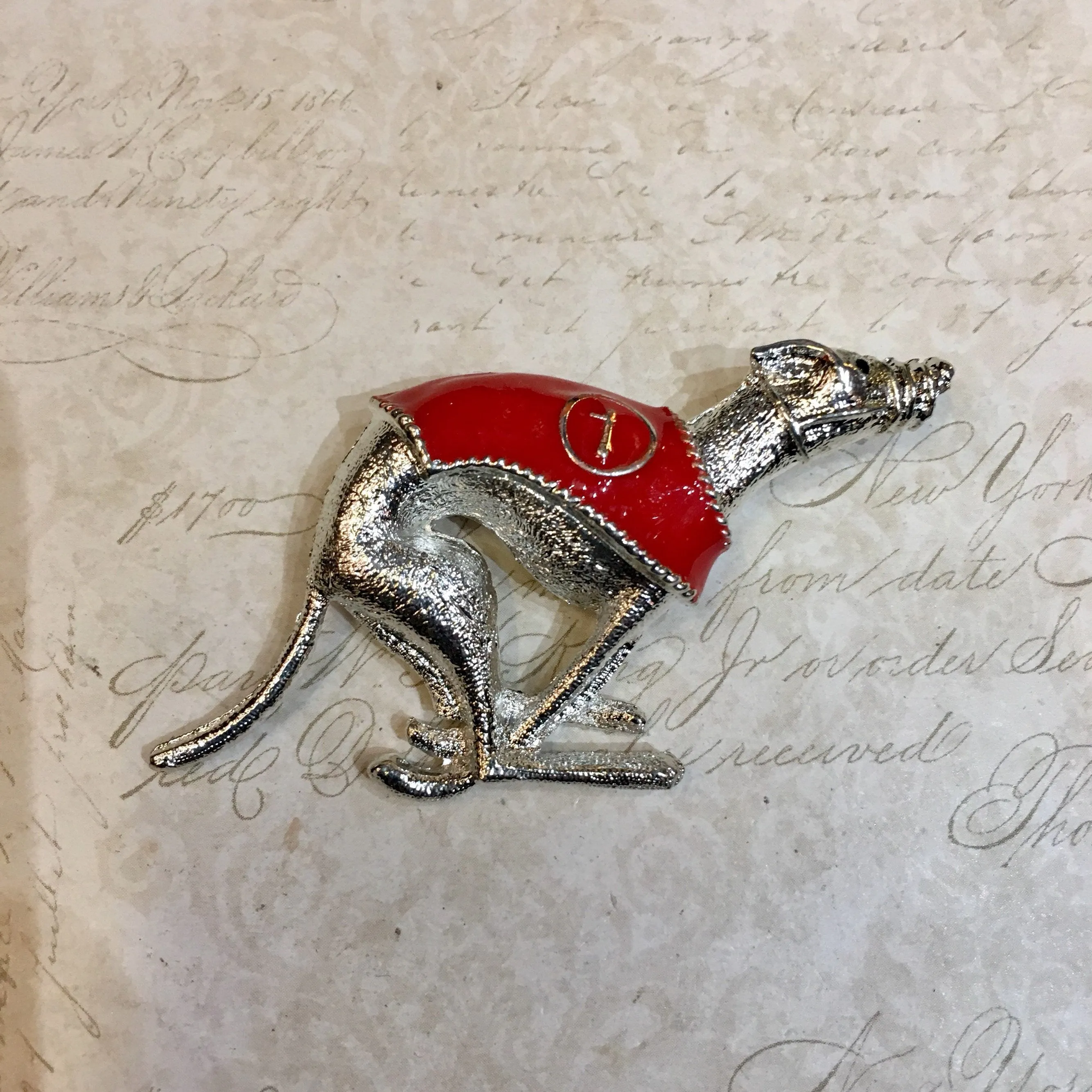 Racing Greyhound brooches Silver metal 1-6