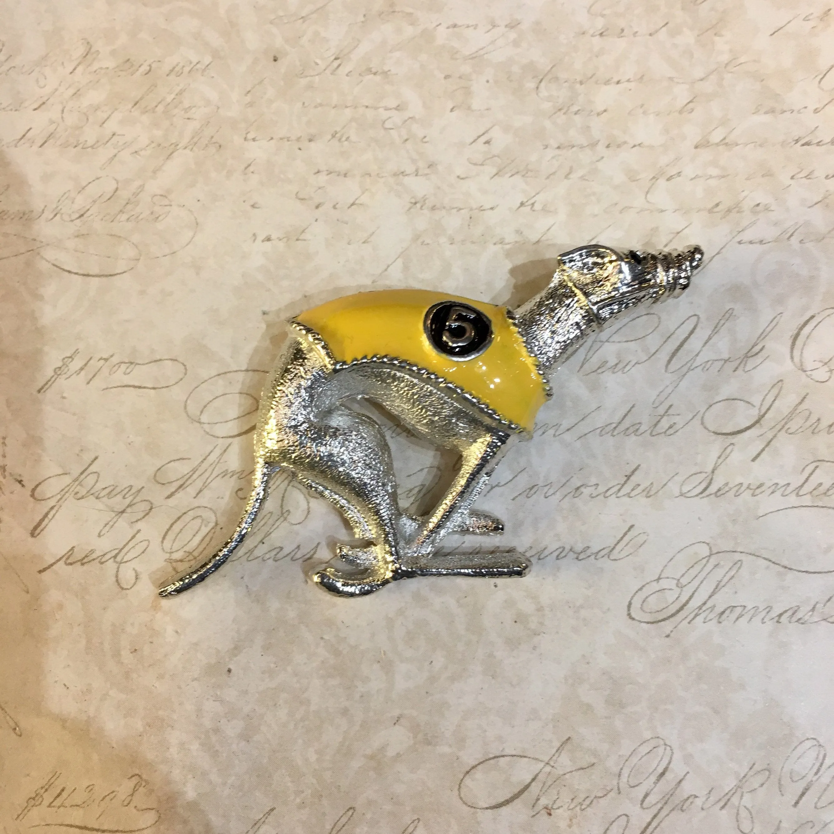 Racing Greyhound brooches Silver metal 1-6