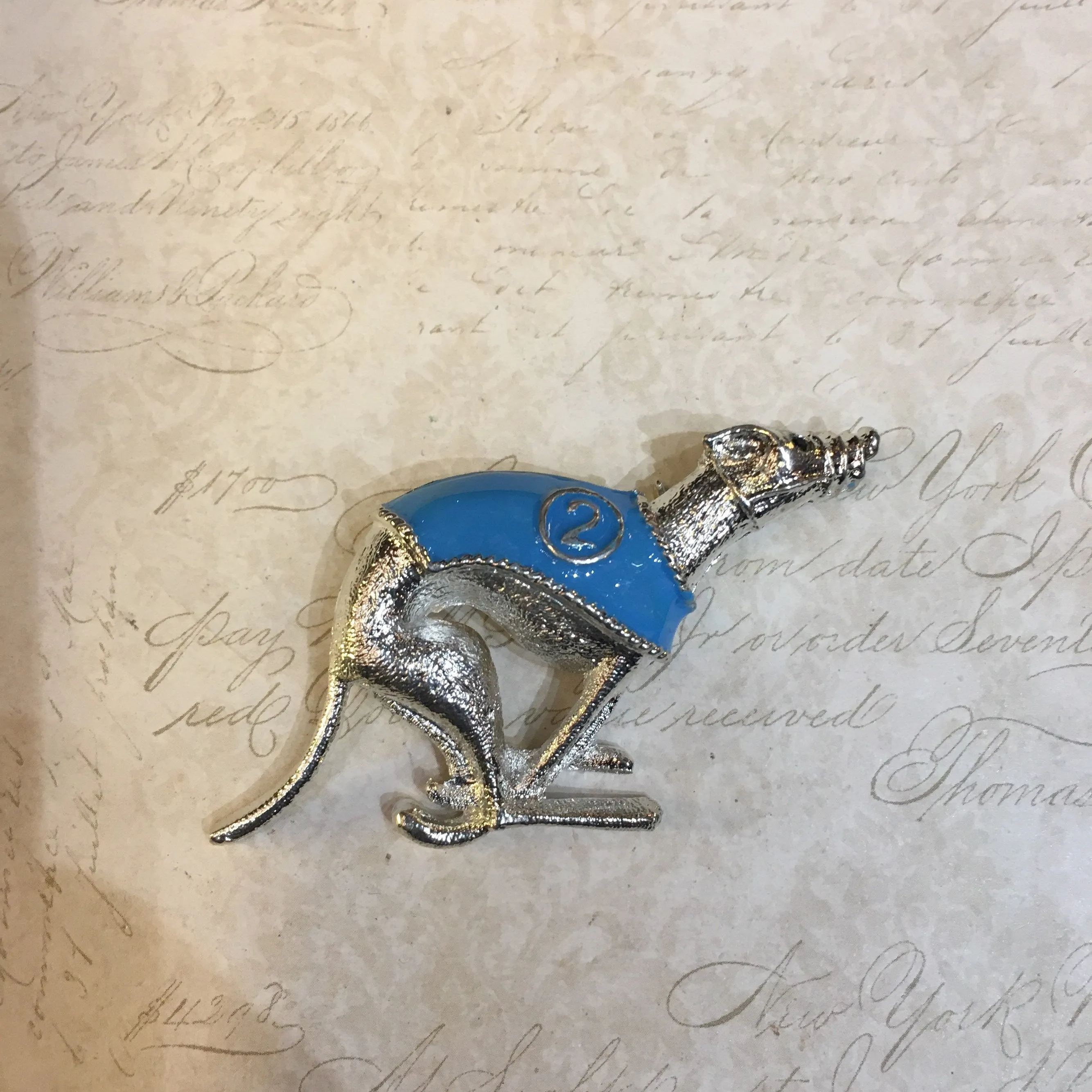 Racing Greyhound brooches Silver metal 1-6