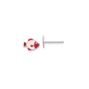 Red & Pink Fish Stud Earrings (Silver)