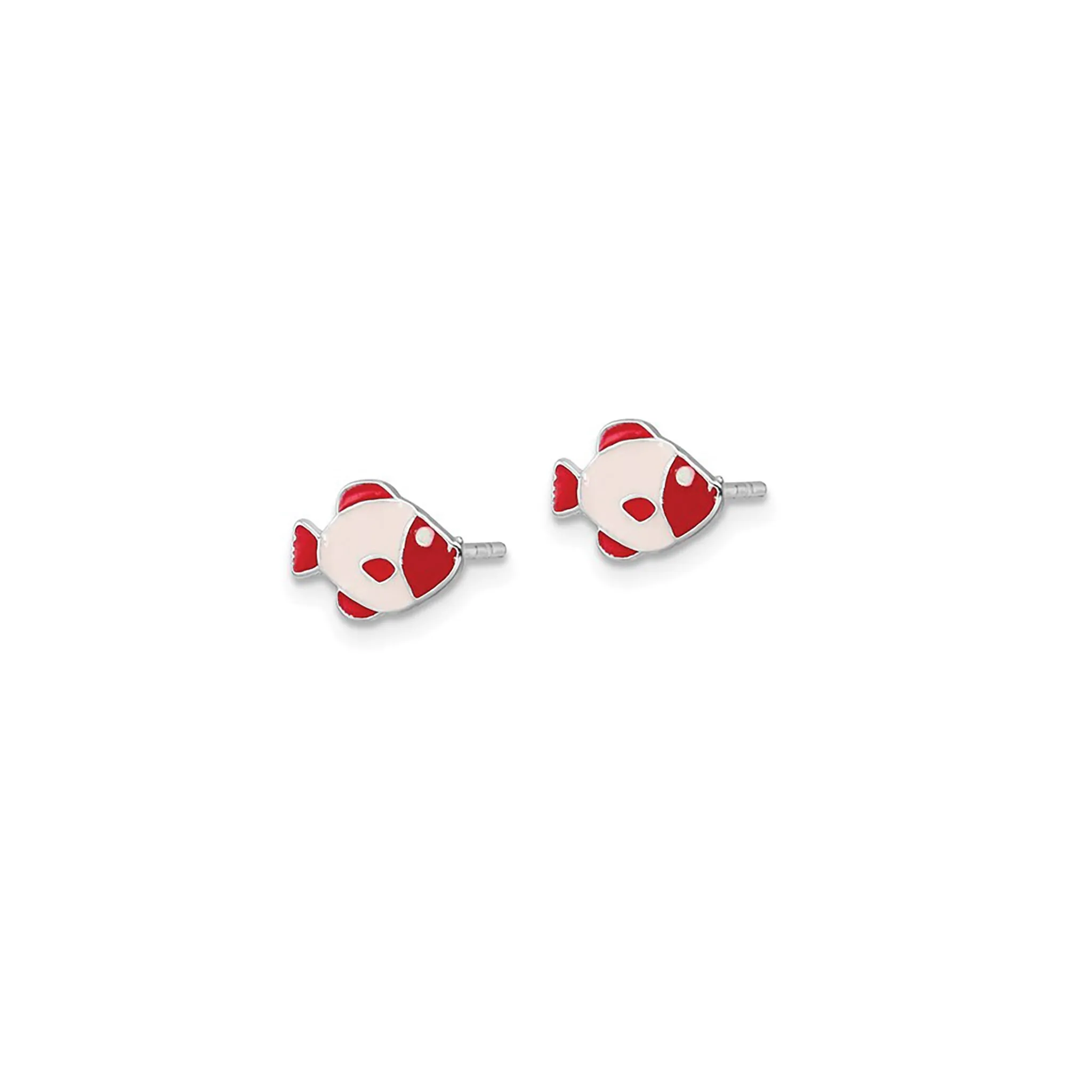 Red & Pink Fish Stud Earrings (Silver)