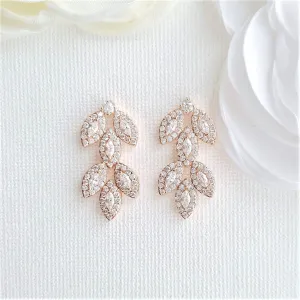 Rose Gold Leaf Earrings Studs- Abby