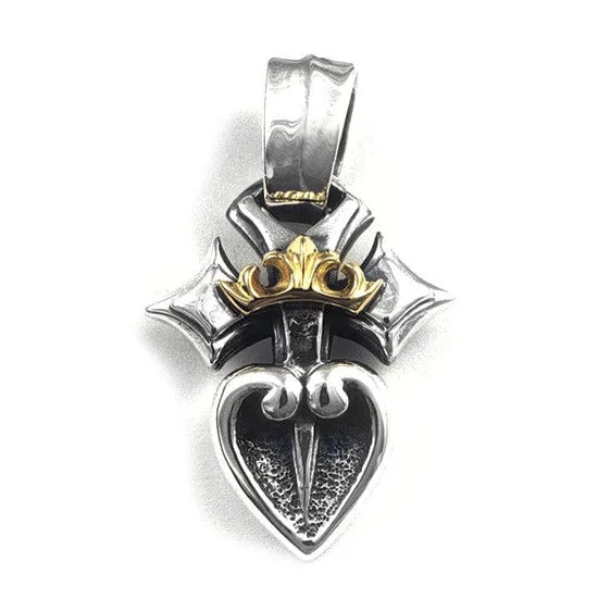 Royal Pierced Heart Pendant with 18k Gold Crown