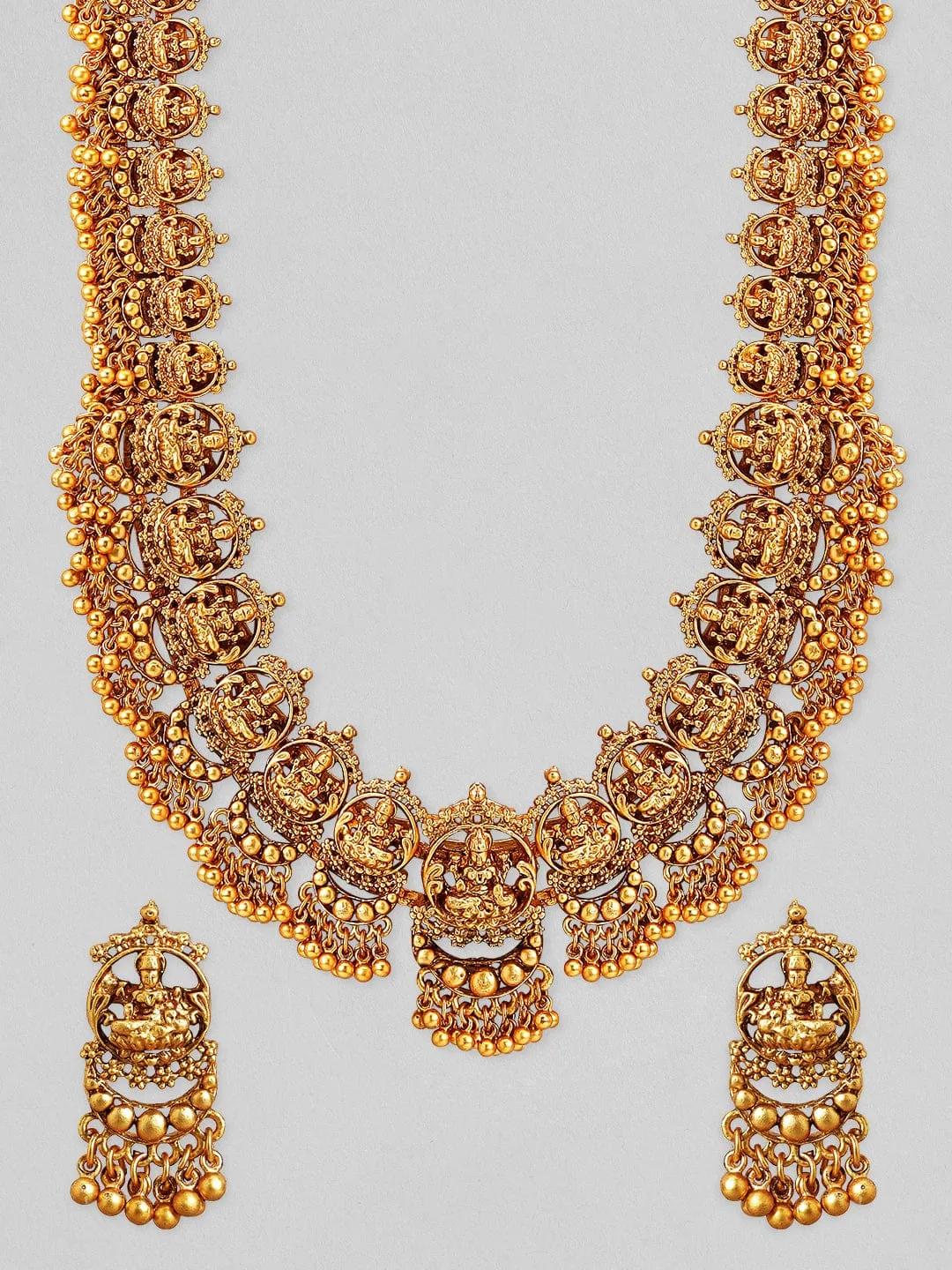 Rubans Gold Plated Temple Necklace Set