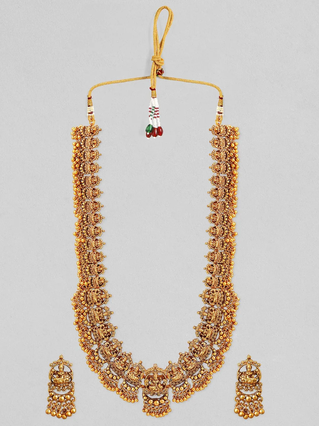 Rubans Gold Plated Temple Necklace Set