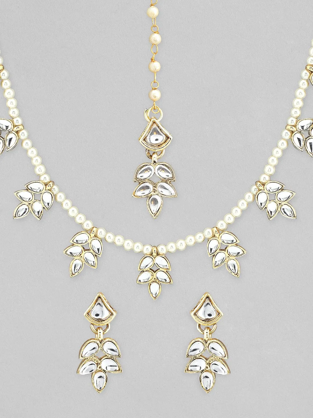 Rubans Silver-Plated AD Studded Necklace Set