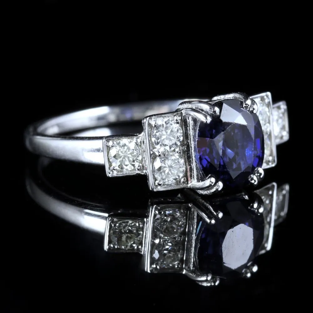 Sapphire Diamond 18Ct Engagement Ring 1.60Ct Sapphire