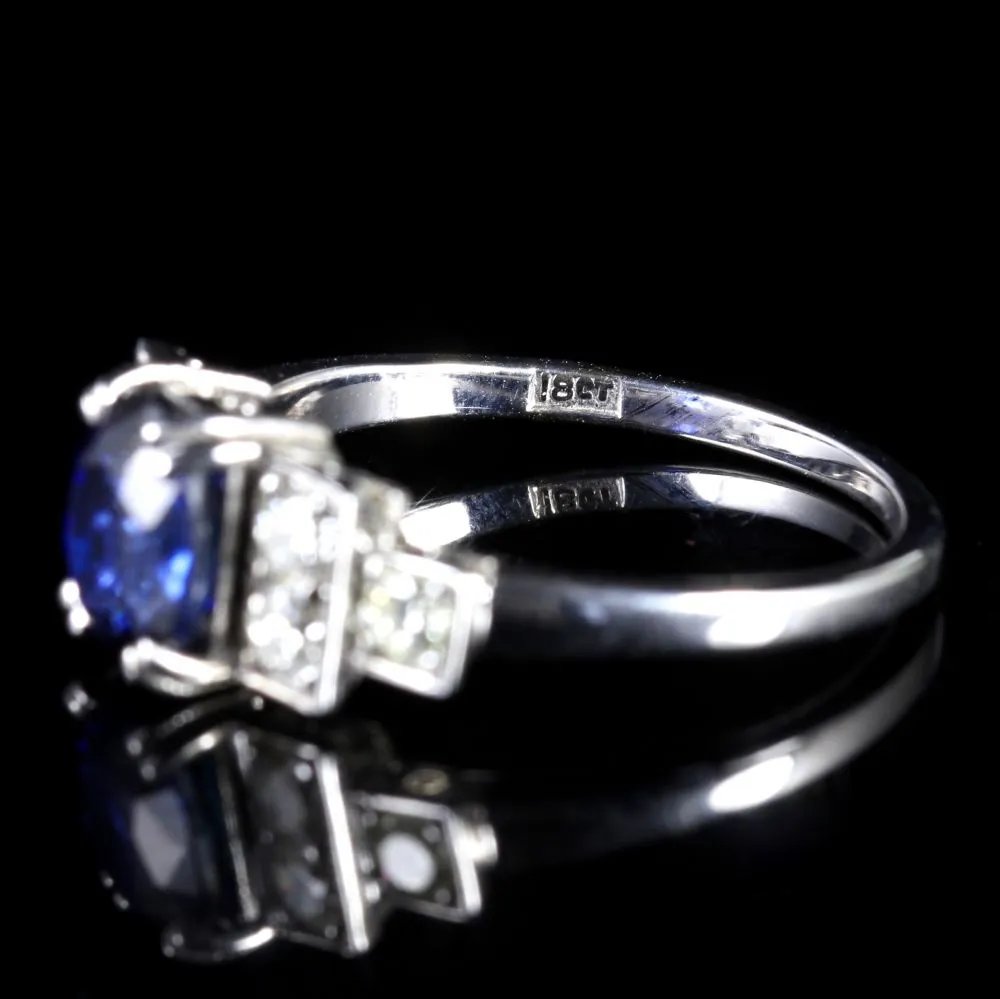 Sapphire Diamond 18Ct Engagement Ring 1.60Ct Sapphire