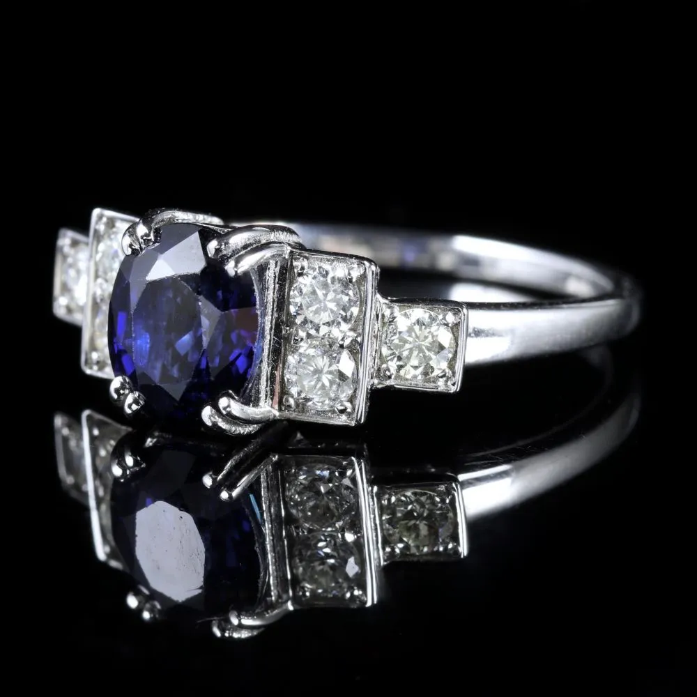 Sapphire Diamond 18Ct Engagement Ring 1.60Ct Sapphire