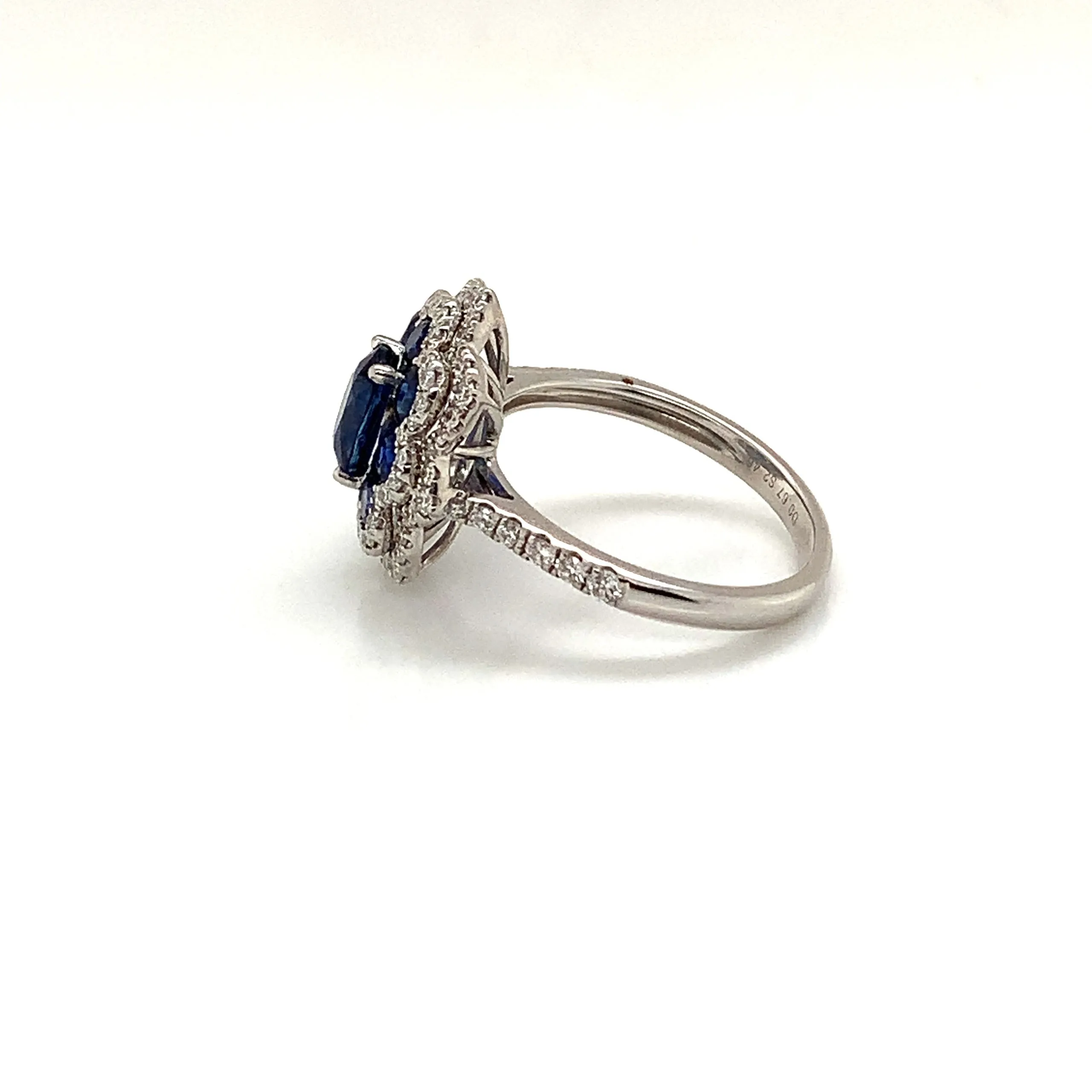 Sapphire Diamond Flower Ring