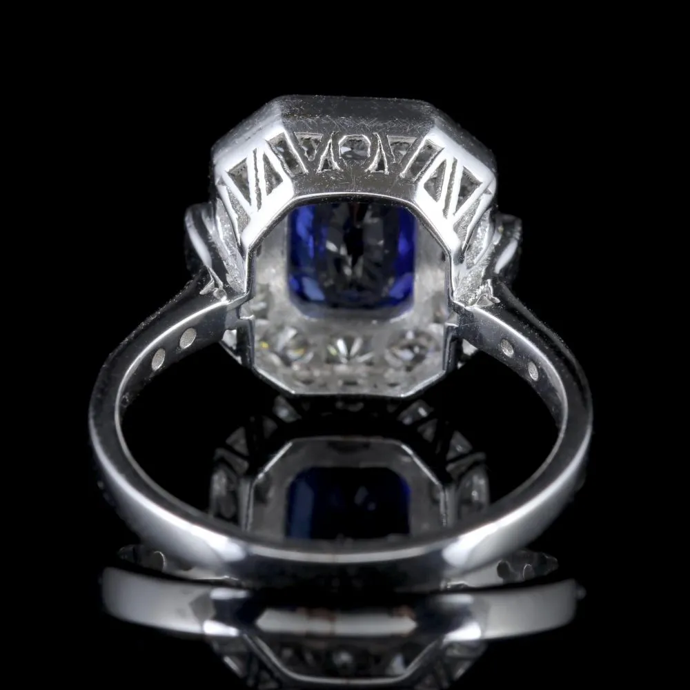 Sapphire Diamond Ring 18Ct White Gold 2.50Ct Sapphire