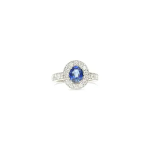 Sapphire Diamond Ring with Halo