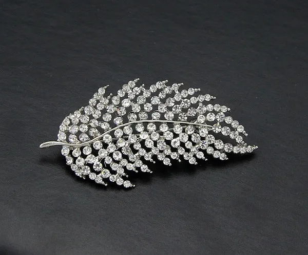 SB096 - Silver Feather Saree Brooch