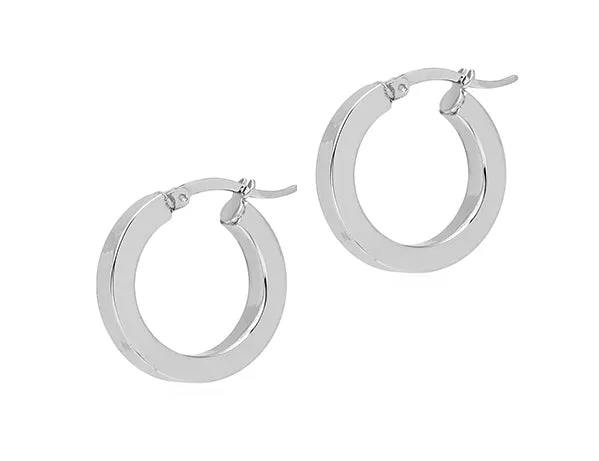 Shiny Small Structured Hoop Earrings- Silver