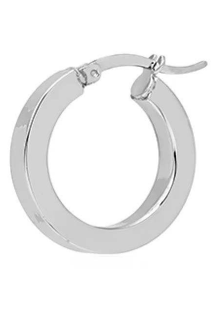 Shiny Small Structured Hoop Earrings- Silver