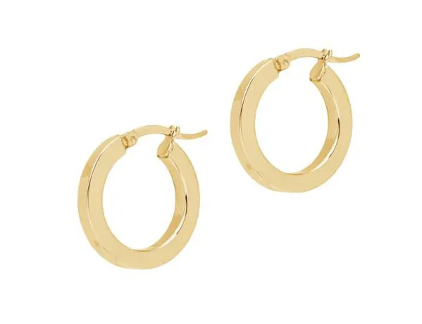 Shiny Small Structured Hoop Earrings- Silver