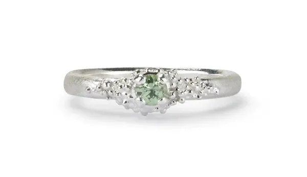 Silver and Green Sapphire Ring