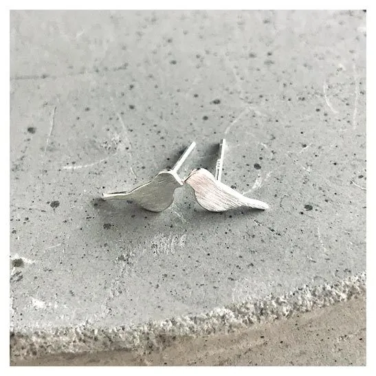 Silver Bird Stud Earrings